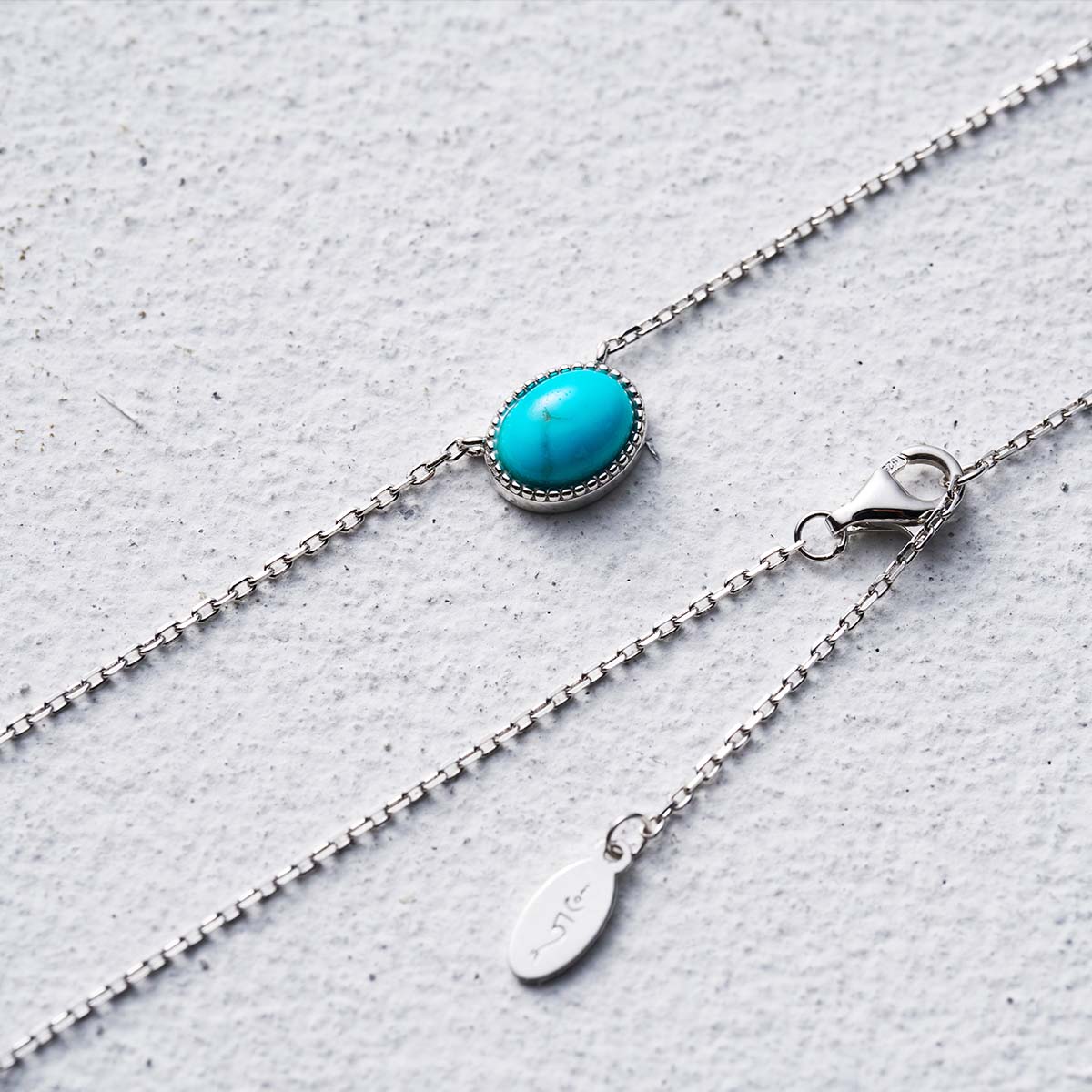 Minimalist Tibetan Natural Turquoise Necklace in 925 Sterling Silver