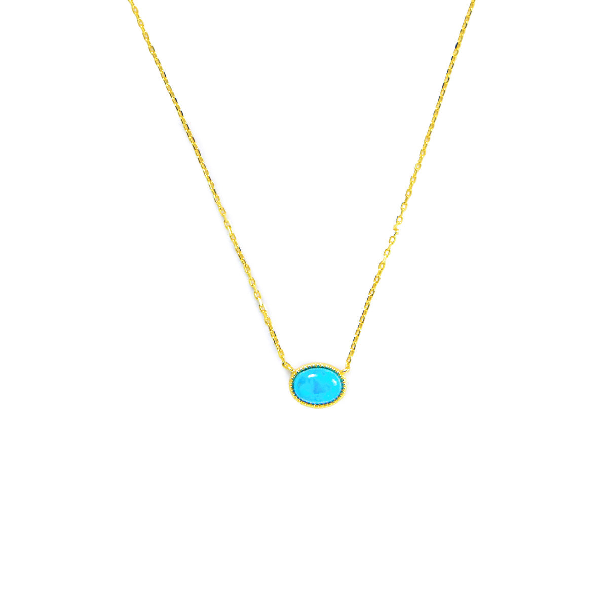 Minimalist Tibetan Natural Turquoise Necklace in 925 Sterling Silver