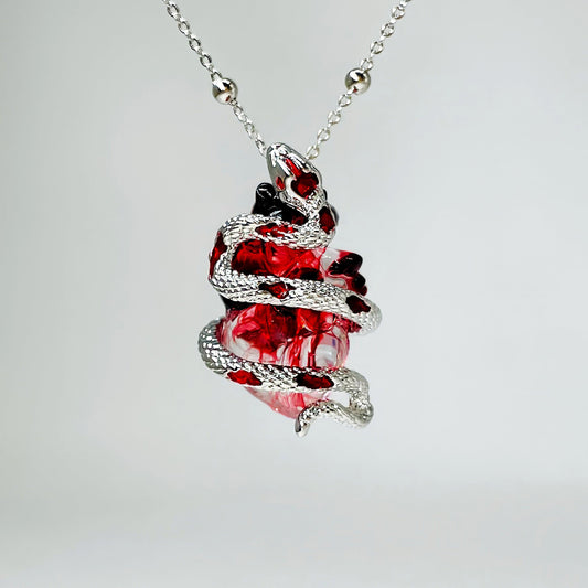 Silver Snake Wrapped Heart Pendant - LOVELY ROBIN