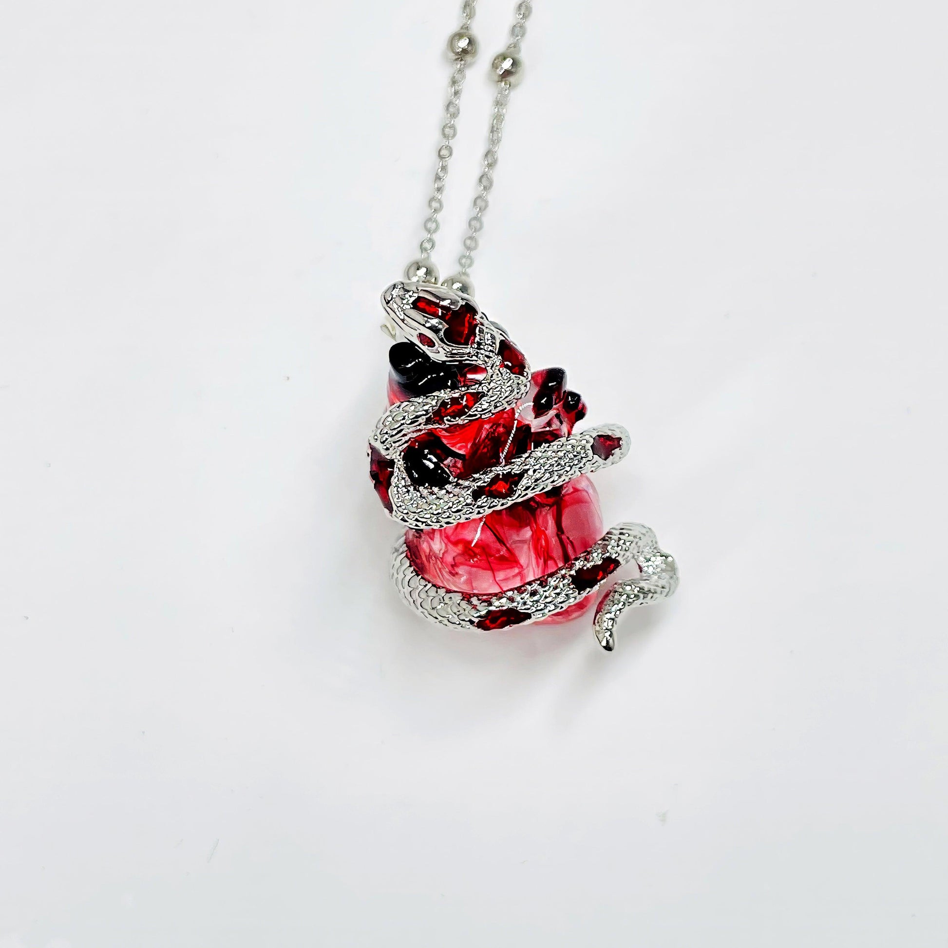 Silver Snake Wrapped Heart Pendant - LOVELY ROBIN