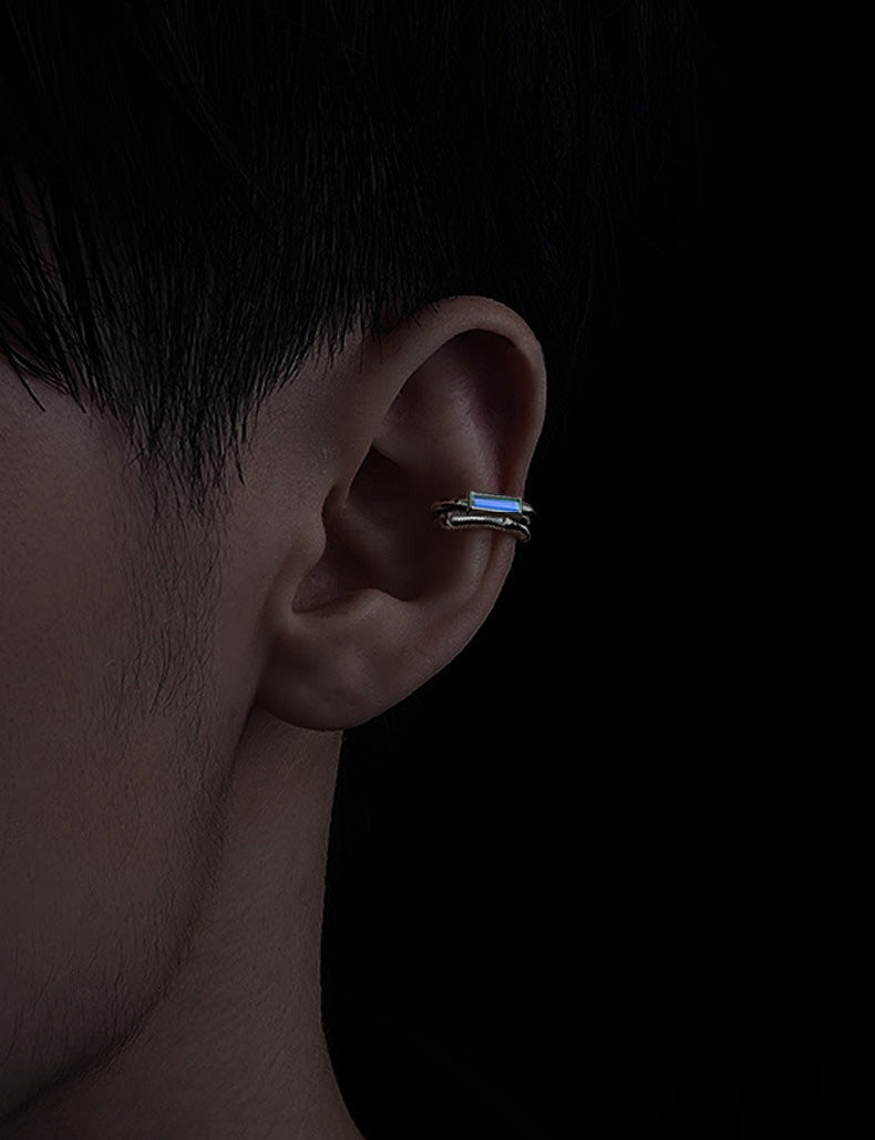 S925 Sterling Silver Double-Layer Tritium Glow Ear Cuff