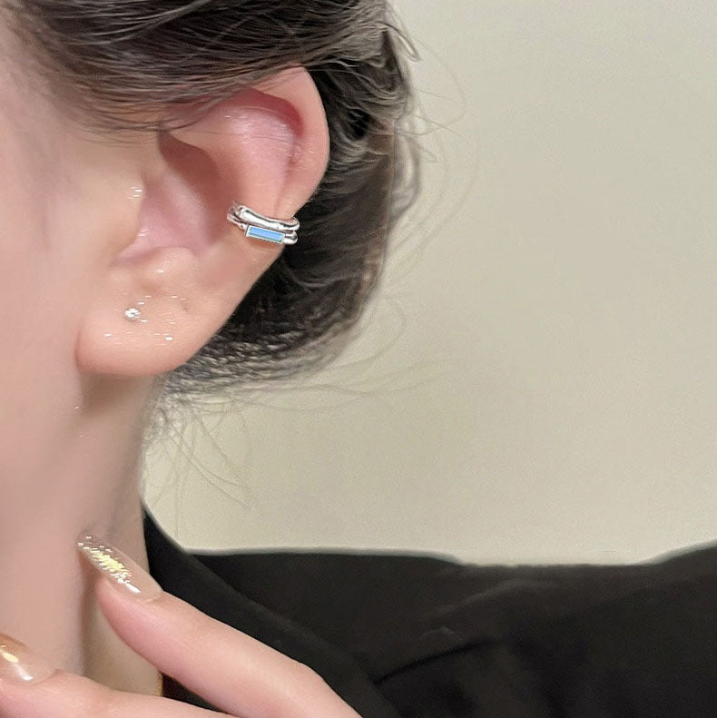 S925 Sterling Silver Double-Layer Tritium Glow Ear Cuff