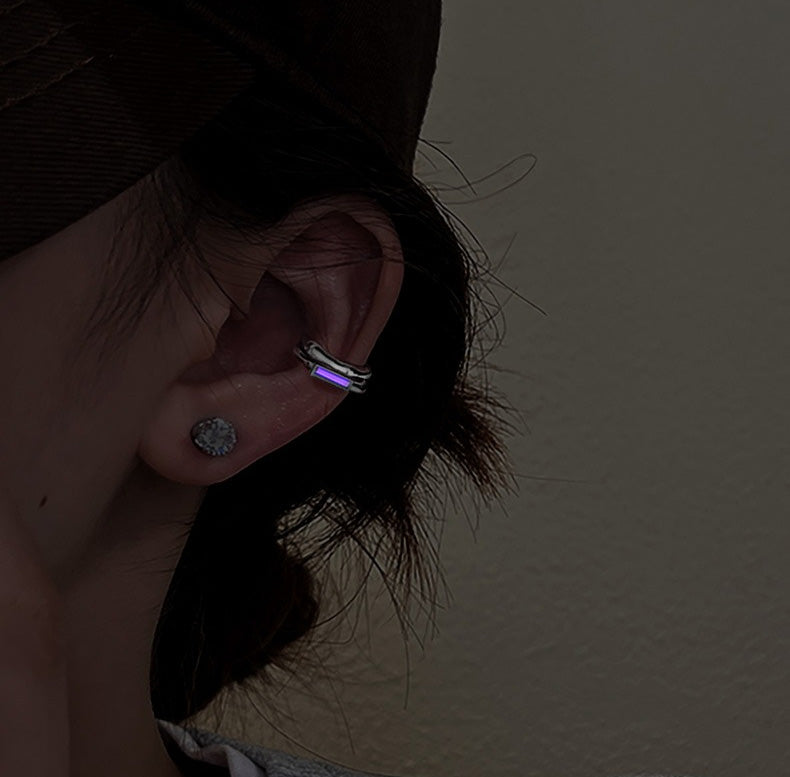 S925 Sterling Silver Double-Layer Tritium Glow Ear Cuff