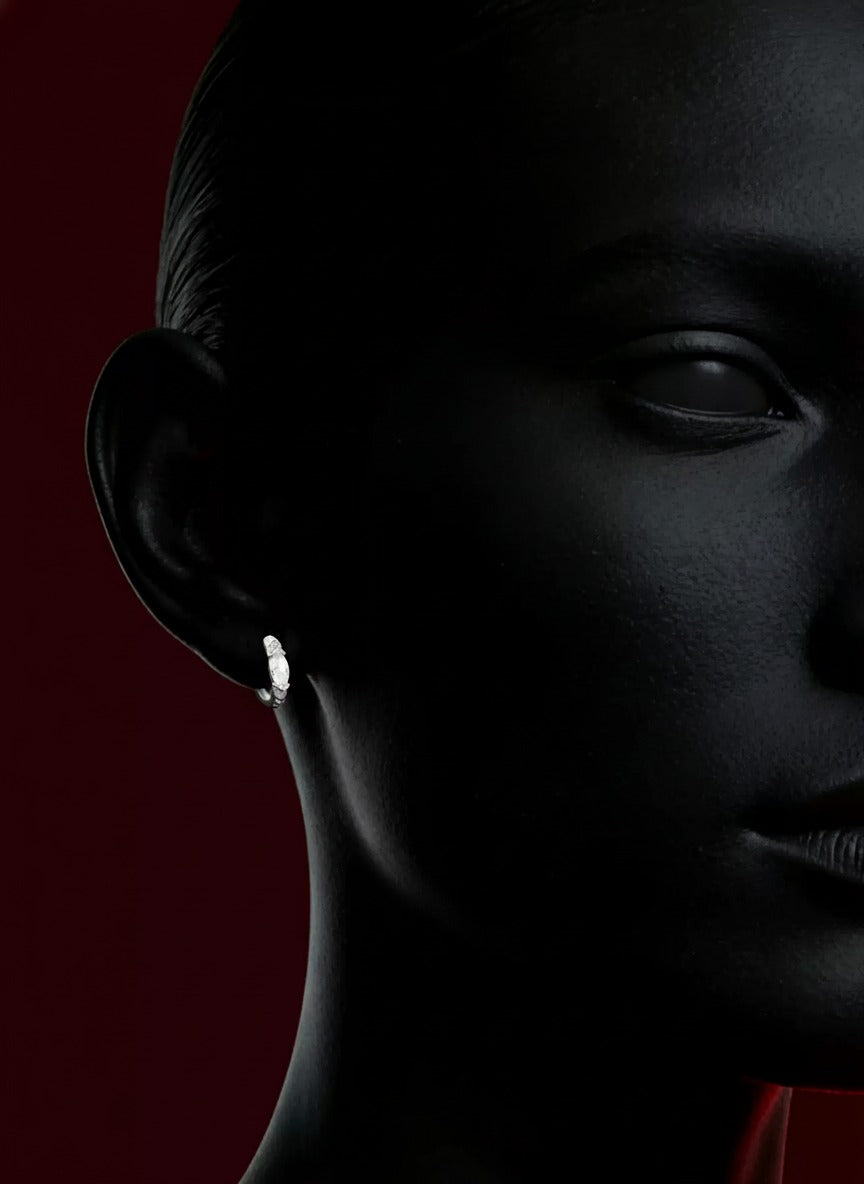 Horus Shadow and Light 999 Silver Zircon Earrings