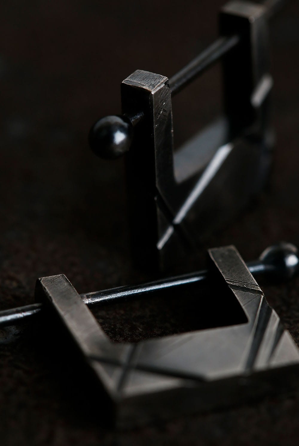 S999 Pure Silver Handmade Geometric Stud Earrings with Textured Square Design