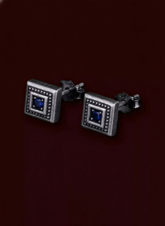 Sterling-Silver-Vintage-Square-Blue-Stone-Stud-Earrings_15