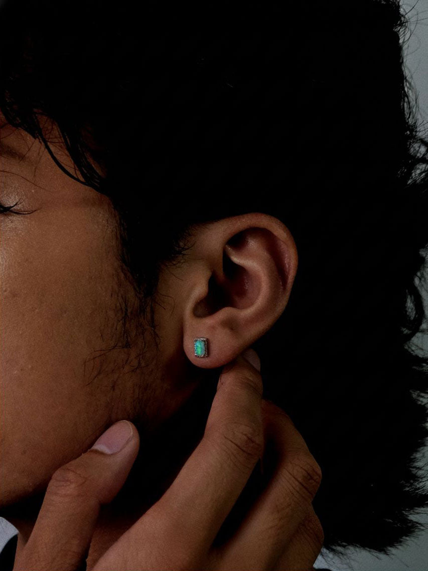 Sterling Silver Opal Stud Earrings – Natural Fire Opal in 925 Silver Setting