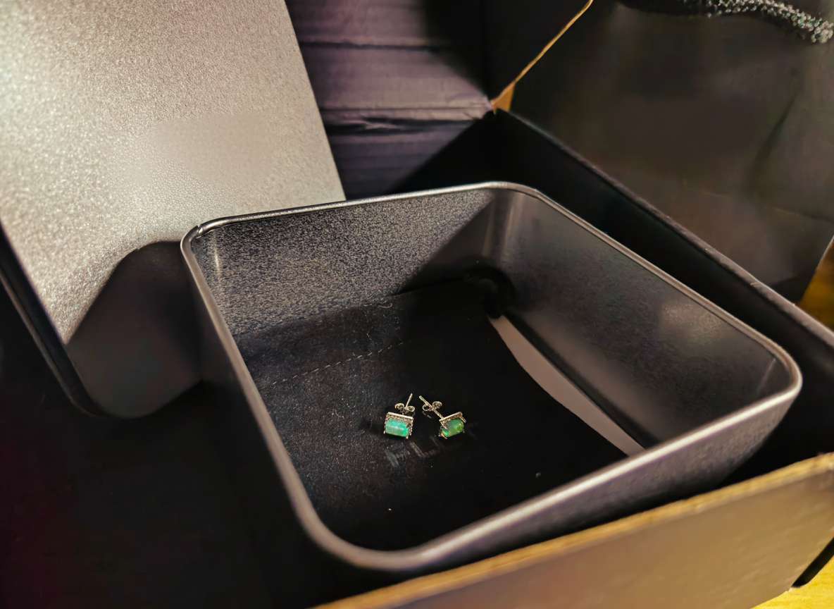 Sterling Silver Opal Stud Earrings – Natural Fire Opal in 925 Silver Setting