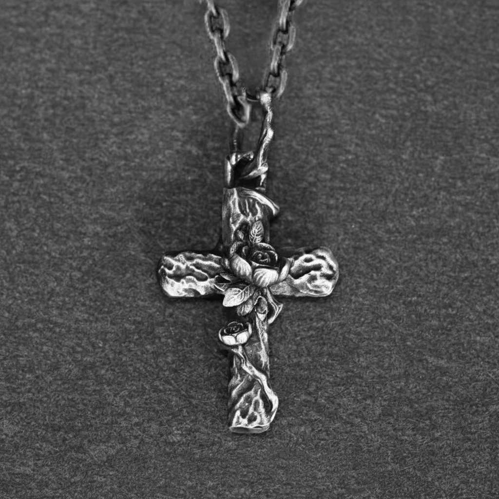 Thorn-Flower-Cross-Pendant-Necklace-in-S999-Sterling-Silver_15