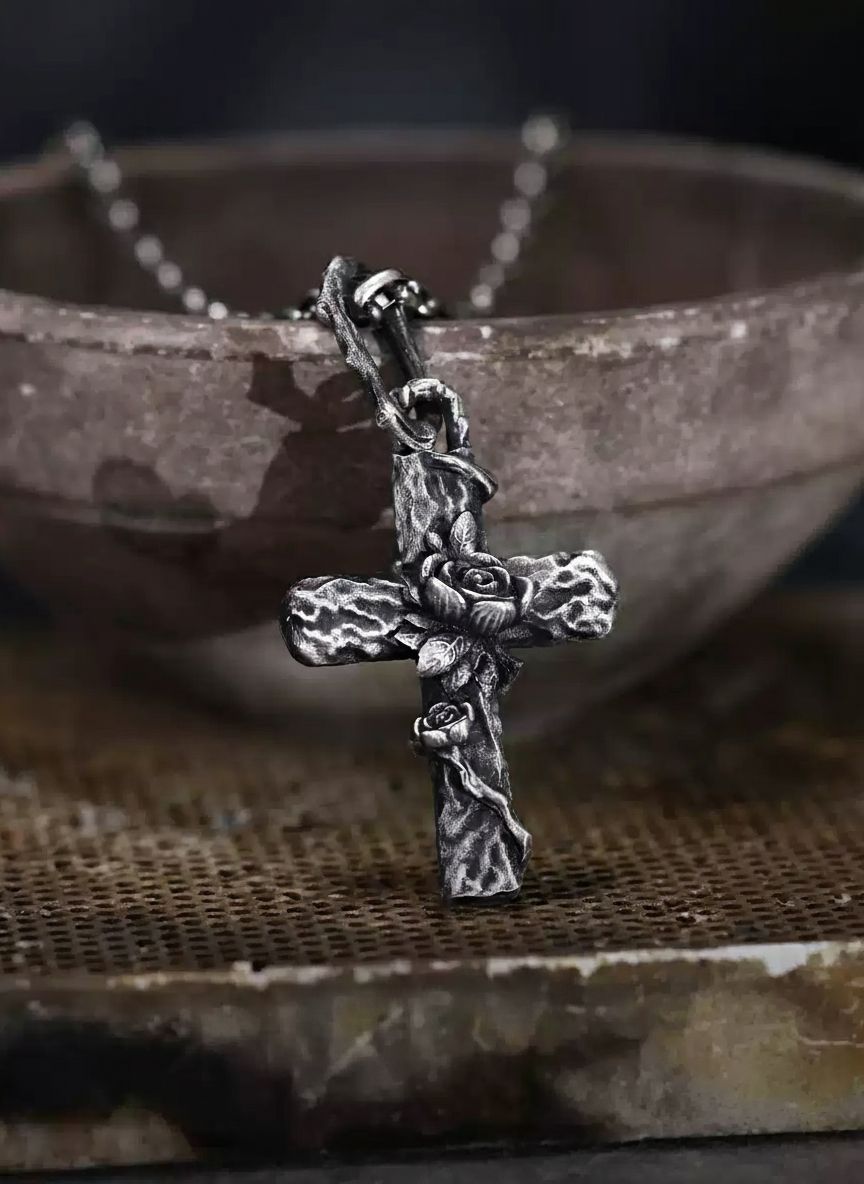 Thorn-Flower-Cross-Pendant-Necklace-in-S999-Sterling-Silver_5