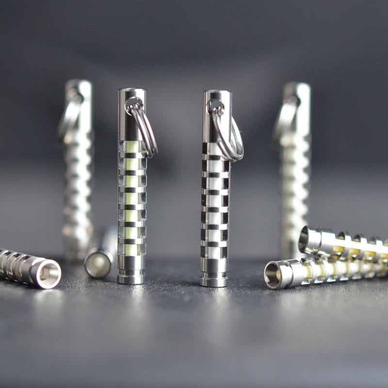 Titanium Tritium Glow Keychain Pendant 25 Year Self Illuminating Capsule