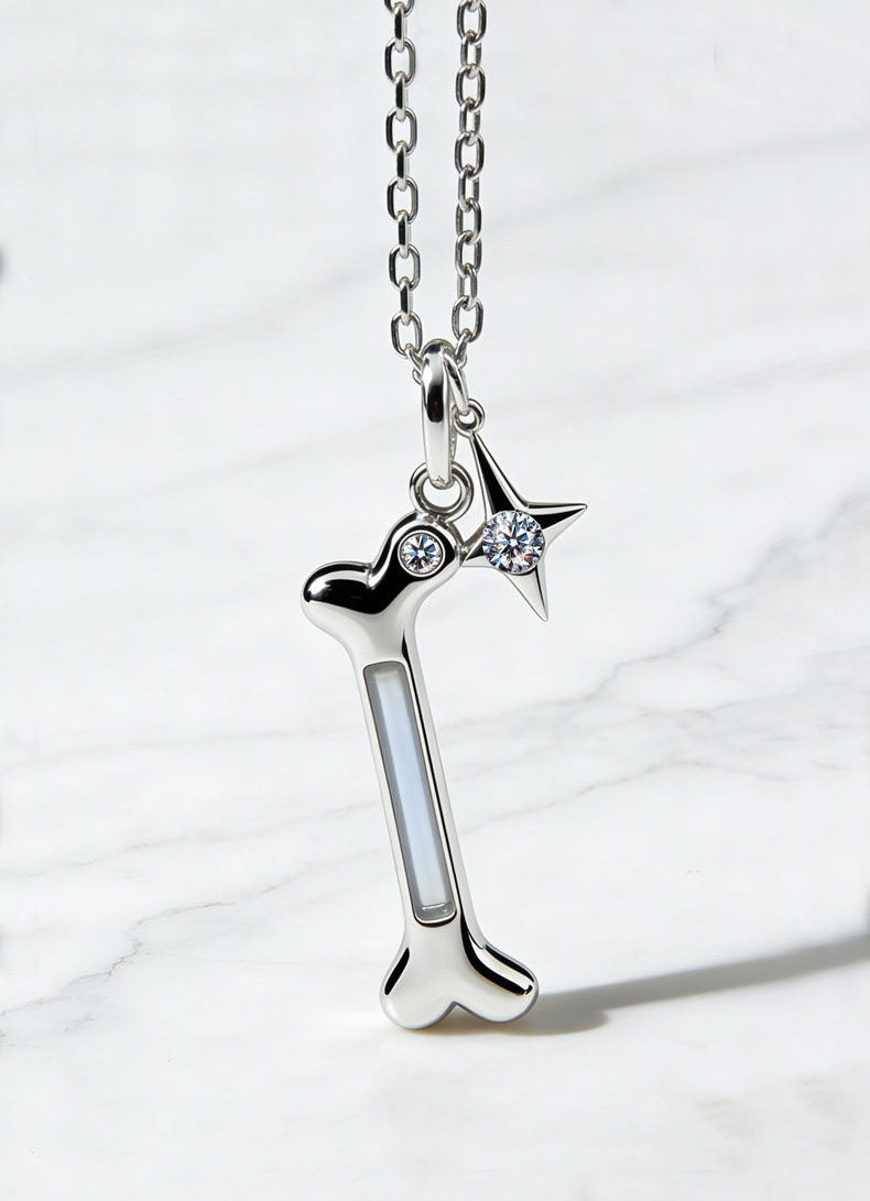 Tritium Self-Luminous Sterling Silver Dog Bone Necklace