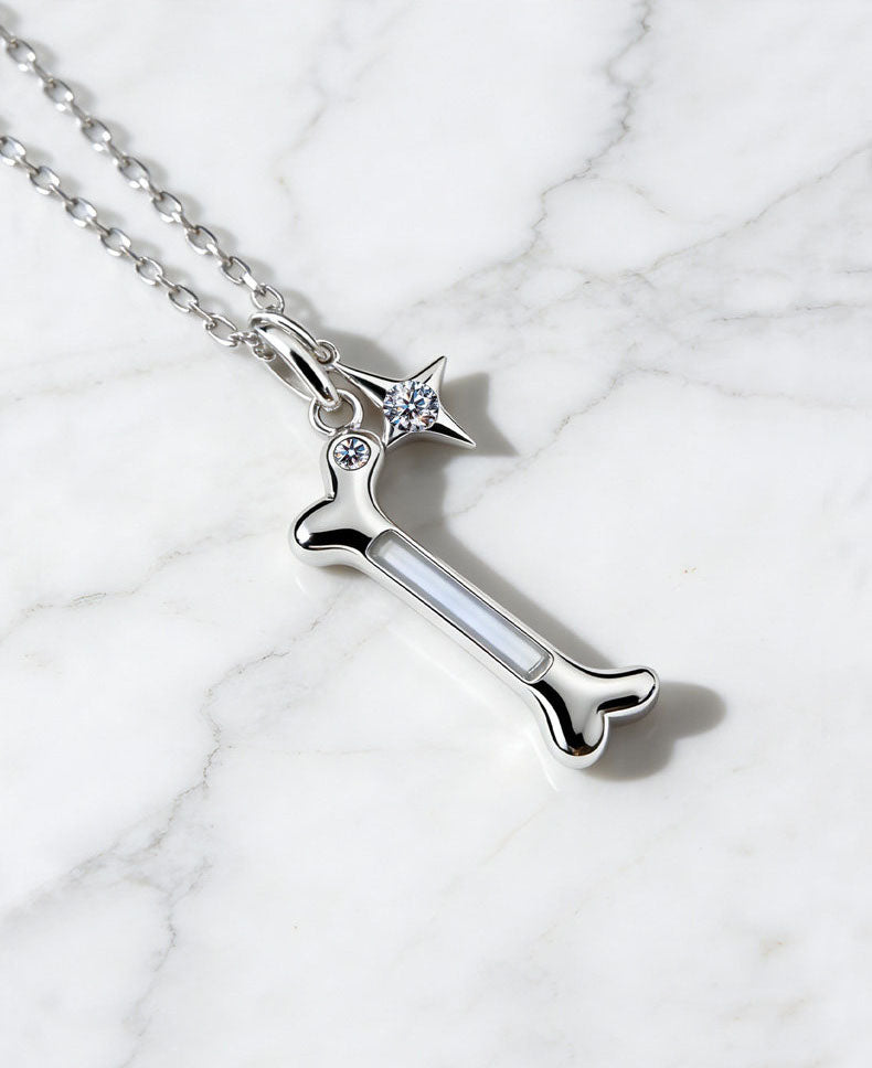 Tritium Self-Luminous Sterling Silver Dog Bone Necklace