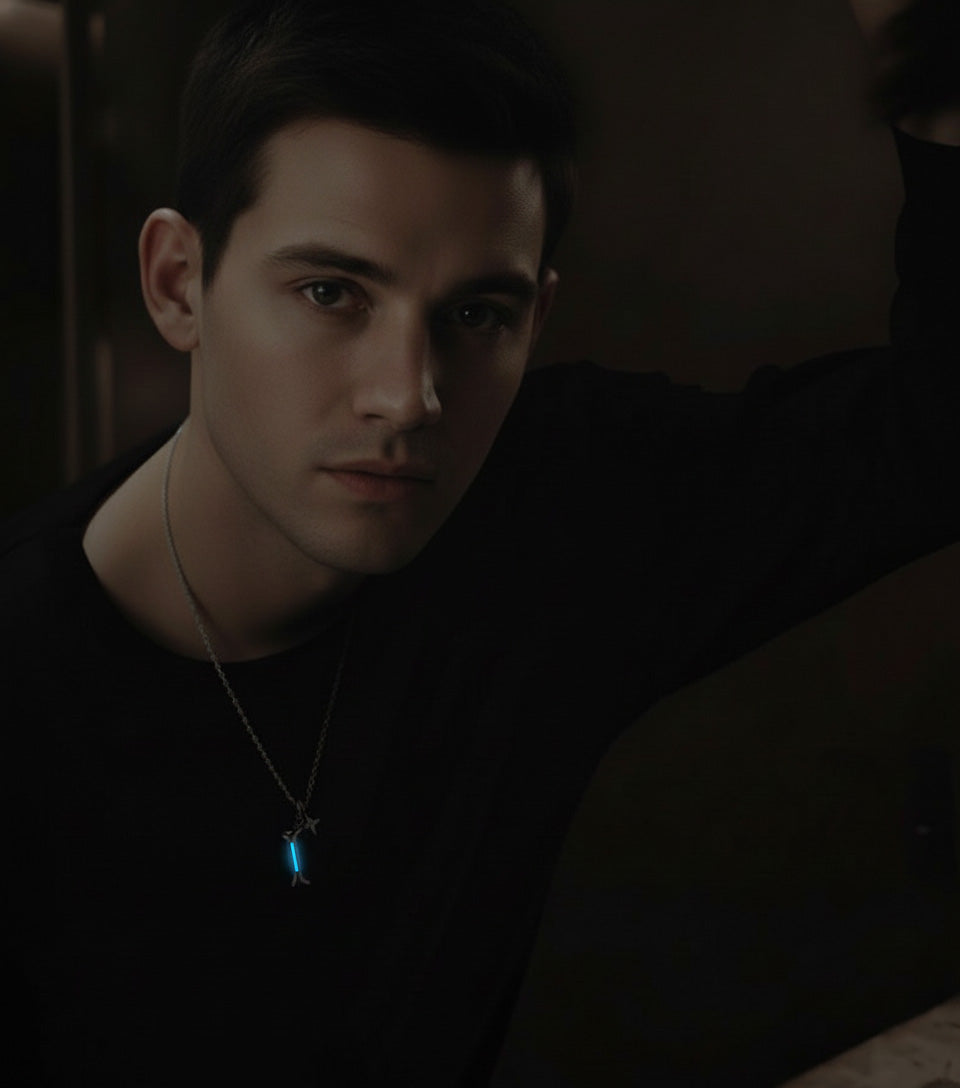 Tritium Self-Luminous Sterling Silver Dog Bone Necklace
