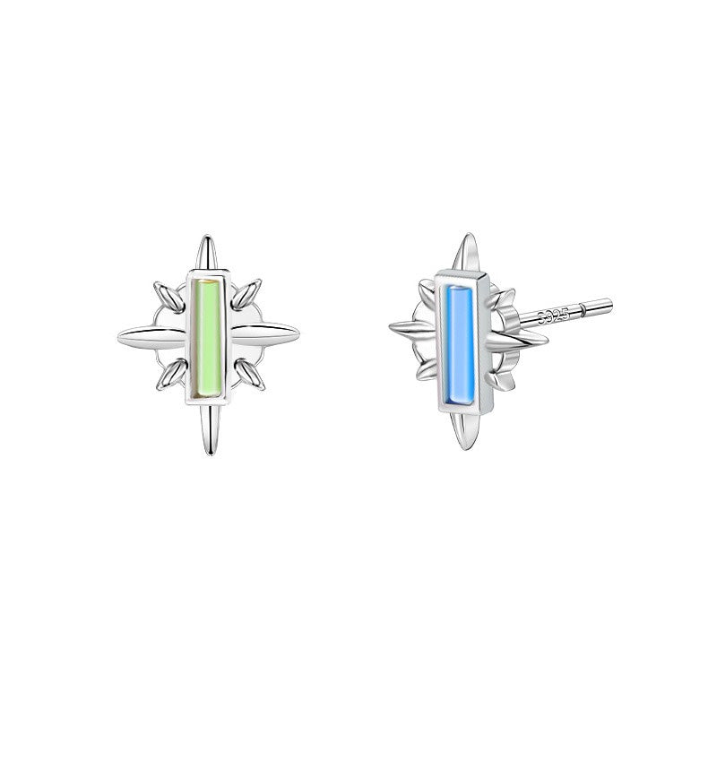 Tritium & Silver Starburst Stud Earrings