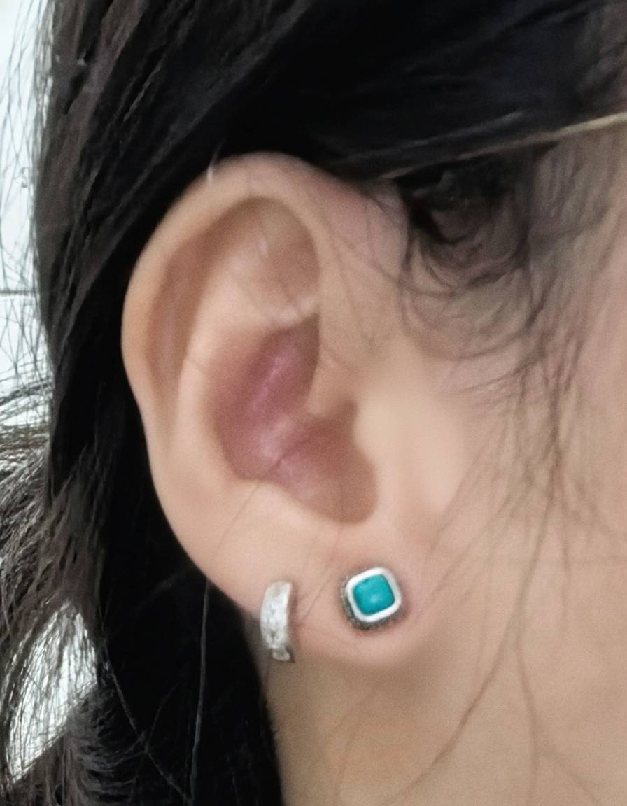 Vintage Tibetan Style Turquoise Stud Earrings in 925 Sterling Silver
