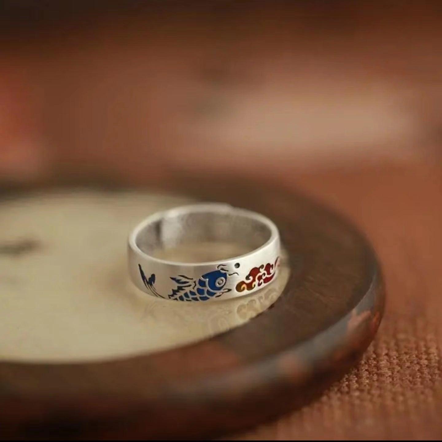 Enamel Koi Sterling Silver Ring - LOVELY ROBIN