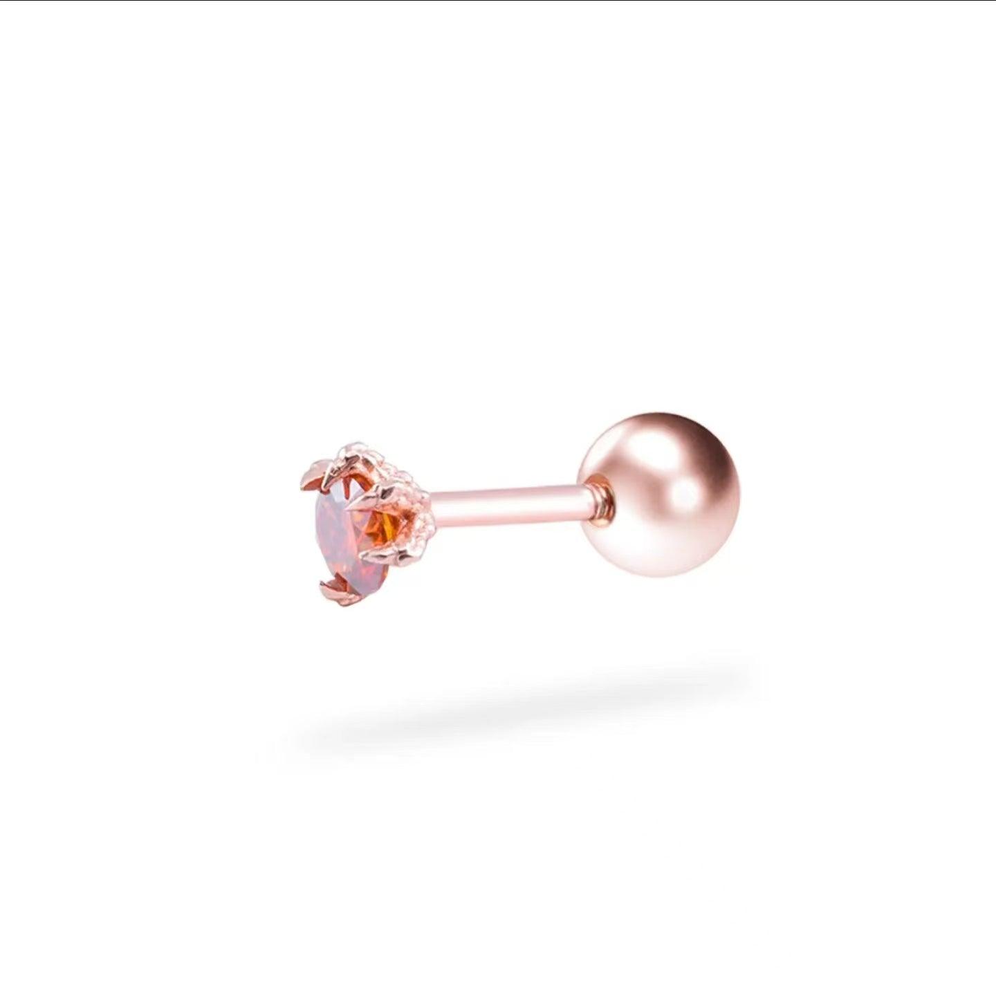 Macaroon Color Moissanite Dragon Claw Stud Earrings - LOVELY ROBIN