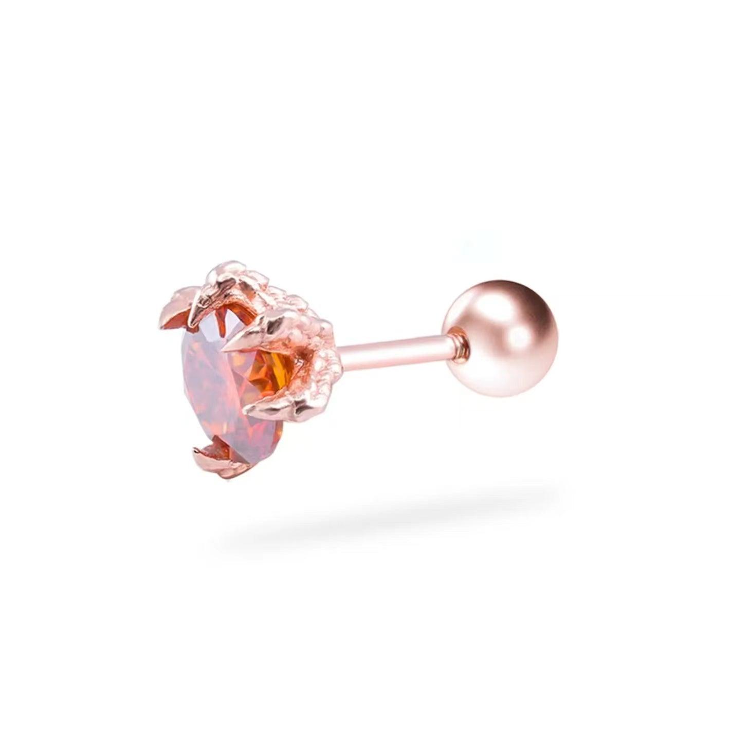 Macaroon Color Moissanite Dragon Claw Stud Earrings - LOVELY ROBIN