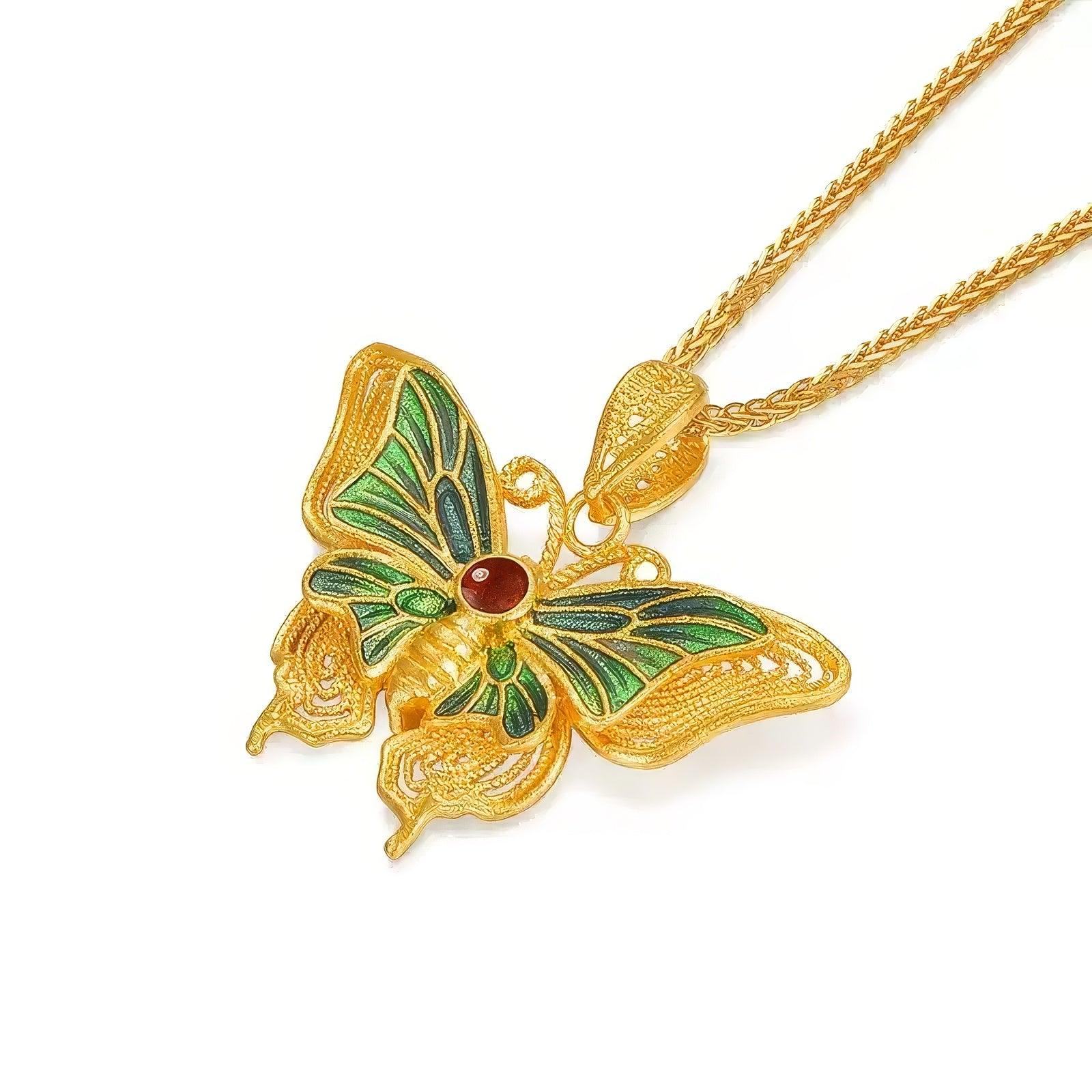 Dreamweaver Butterfly - Gold & Enamel Pendant - LOVELY ROBIN